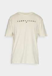 Tommy Jeans pánske béžové tričko LINEAR LOGO - L (ACG)