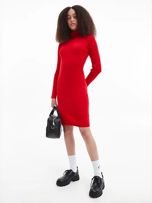 Calvin Klein dámska červené vlnené šaty - L (XL6)