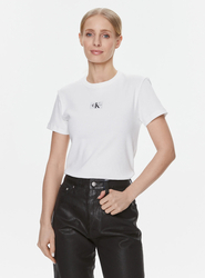Calvin Klein dámske biele rebrované tričko - S (YAF)
