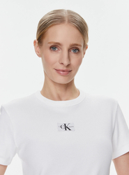 Calvin Klein dámske biele rebrované tričko - S (YAF)