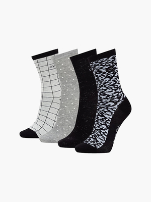 Calvin Klein dámske vzorované ponožky 4 pack - ONE (001)
