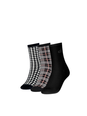 Calvin Klein dámske vzorované ponožky 3 pack - 999 (001)