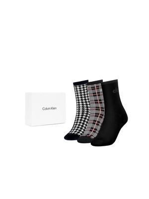 Calvin Klein dámske vzorované ponožky 3 pack - 999 (001)