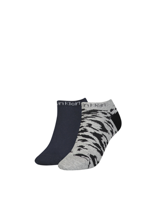 Calvin Klein dámske čierno šedé ponožky 2 pack - ONE (BLA)