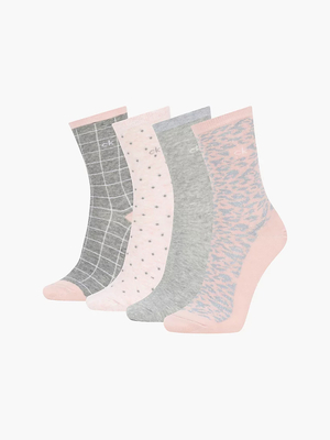 Calvin Klein dámske vzorované ponožky 4 pack - ONE (002)