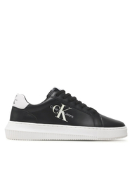 Calvin Klein pánske čierne kožené tenisky CHUNKY CUPSOLE MONOLOGO - 41 (0GJ)