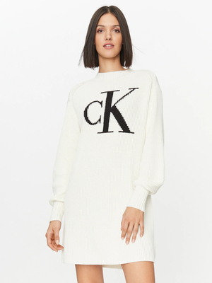 Calvin Klein dámske úpletové biele šaty - S (YBI)