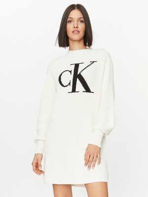 Calvin Klein dámske úpletové biele šaty - L (YBI)