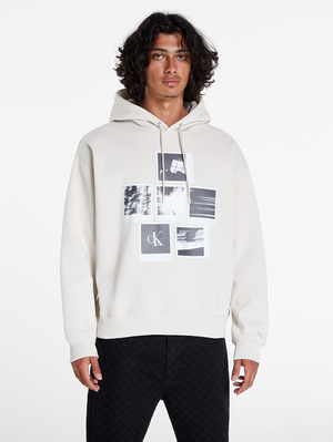 Calvin Klein pánska krémová mikina Polaroid - M (ACF)