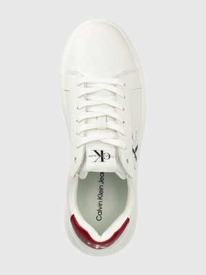 Calvin Klein pánske biele kožené tenisky CHUNKY CUPSOLE MONOLOGO - 41 (03A)