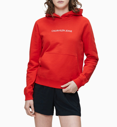 Calvin Klein dámska červená mikina s kapucňou Terry