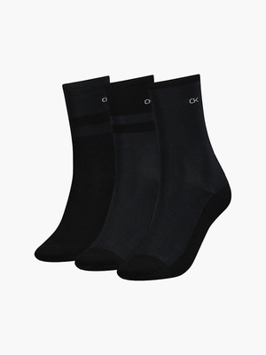 Calvin Klein dámske čierne ponožky 3 pack - ONESIZE (BLA)