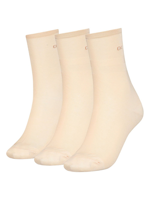 Calvin Klein dámske béžové ponožky 3 pack - ONESIZE (BEI)