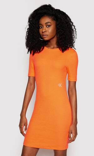 Calvin Klein dámske oranžové šaty - M (SAA)