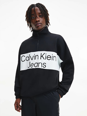 Calvin Klein pánska čierna mikina COLORBLOCK ZIP - S (BEH)