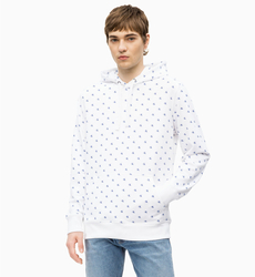 Calvin Klein pánska biela mikina s kapucňou Monogram