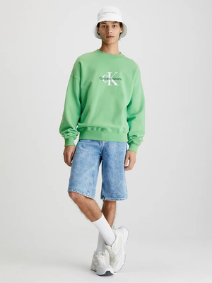 Calvin Klein pánska zelená mikina MONOLOGO OVERSIZED - S (L1C)