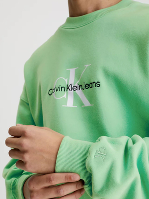 Calvin Klein pánska zelená mikina MONOLOGO OVERSIZED - S (L1C)