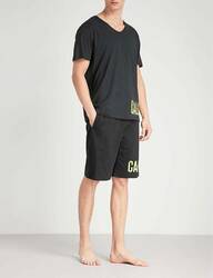 Calvin Klein pánske čierne tričko s výstrihom do V - XL (001)