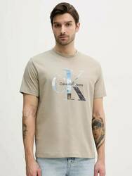 Calvin Klein pánske béžové tričko - M (PAH)
