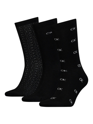 Calvin Klein pánske čierne ponožky 3 pack - ONESIZE (BLA)
