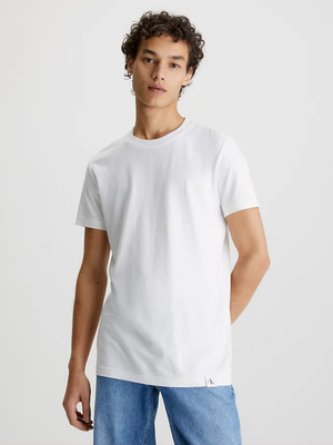 Calvin Klein pánske biele tričko LOGO TAB - S (YAF)