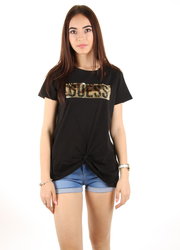 Guess dámske čierne tričko s flitrami - XS (A996)