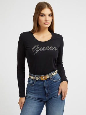 Guess dámske čierne tričko s dlhým rukávom - XS (JBLK)