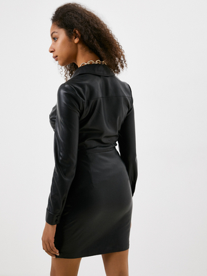Guess dámske čierne koženkové šaty - XS (JTMU)
