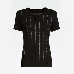 Guess dámske čierne tričko s kamienkami - XS (JBLK)