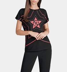 Guess dámske čierne tričko so vzorom - XS (JBLK)