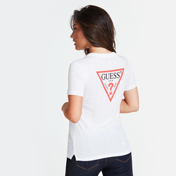 Guess dámske biele tričko s kamienkami - XS (TWHT)