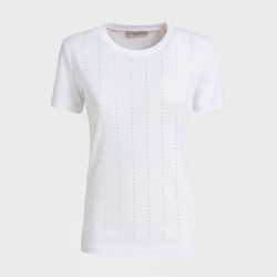 Guess dámske biele tričko s kamienkami - XS (TWHT)