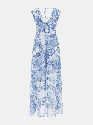 Guess dámske kvetované modré šaty - XS (P7FR)