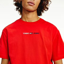 Tommy Jeans pánske červené tričko - M (XNL)