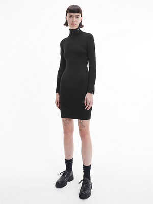 Calvin Klein dámska čierne vlnené šaty - L (BEH)