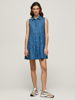Pepe Jeans dámske modré džínsové šaty - S (000)