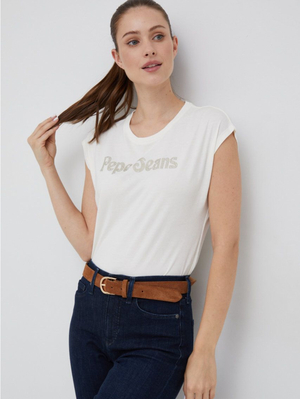 Pepe Jeans dámske krémové tričko - XS (808)
