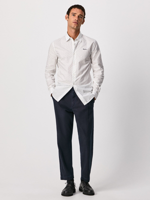 Pepe Jeans pánska biela bodkovaná košeľa - M (800)