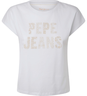 Pepe Jeans dámske biele tričko OLA s potlačou - L (800)