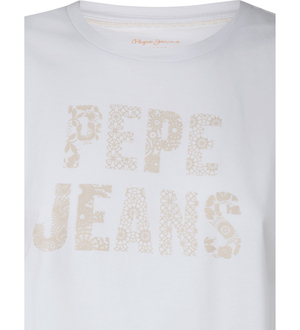 Pepe Jeans dámske biele tričko OLA s potlačou - L (800)