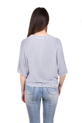 Pepe Jeans dámske biele tričko s modrým prúžkom Blossom - XS (563)