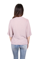 Pepe Jeans dámske biele tričko s hnedým prúžkom Blossom - XS (272)