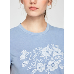 Pepe Jeans dámske modré vyšívané tričko - XS (564)