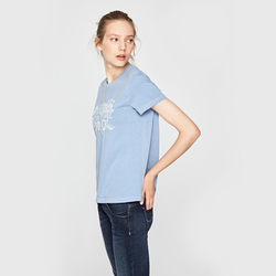 Pepe Jeans dámske modré vyšívané tričko - XS (564)