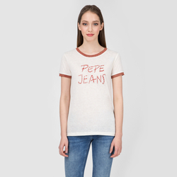 Pepe Jeans dámsky béžový svetrík s krátkym rukávom Caitlin - XS (178)