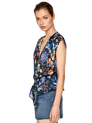 Pepe Jeans dámsky tmavomodrý vzorovaný top Amaia - XS (0AA)