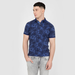 Pepe Jeans pánske modré vzorované polo Alexandre - L (563)