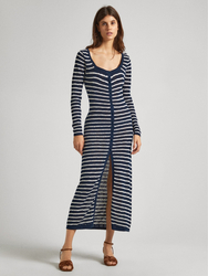 Pepe Jeans dámske tmavo modré pruhované šaty - XS (594)