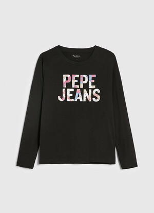 Pepe Jeans dámske čierne tričko s potlačou LUNA - XS (990)